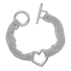 TIFFANY&Co. Open Heart Toggle Bracelet Wrist Size6.6" Silver925 33.9g Women